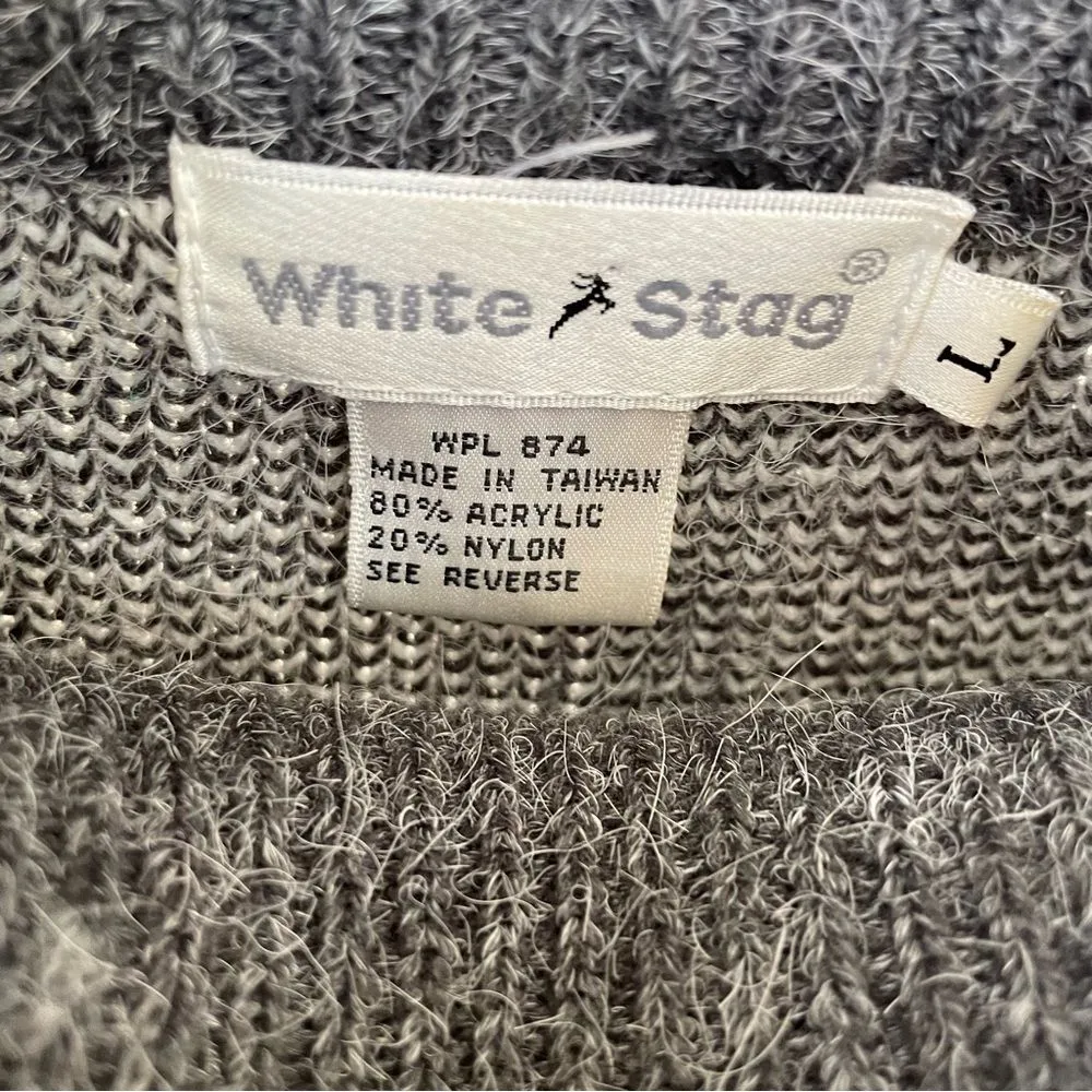 Vintage White Stag Mountain Polar Bear Mock Neck Grey Sweater L Gray Size L - Image 7