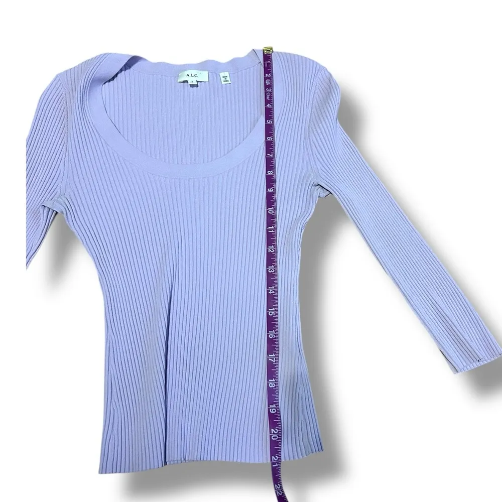A.L.C. Brendan Stretchy Long Sleeve Ribbed Shirt Lilac Purple Size Small Spring - Image 7