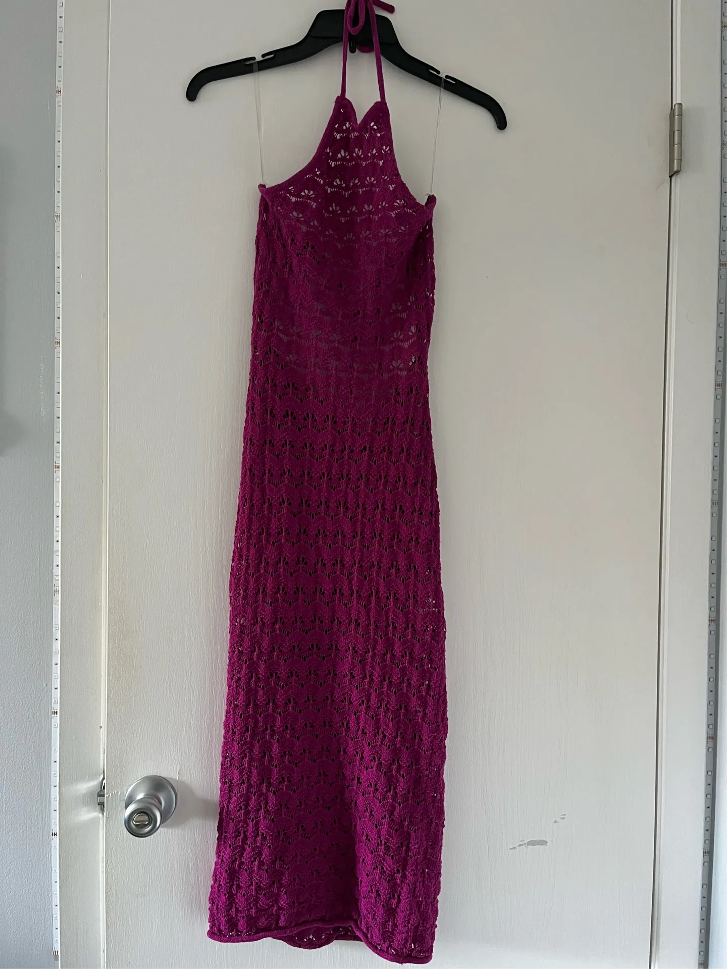 Future Collective with Alani Noelle Women's Halter Tie Neck Open Knit Midi Dress - Image 4