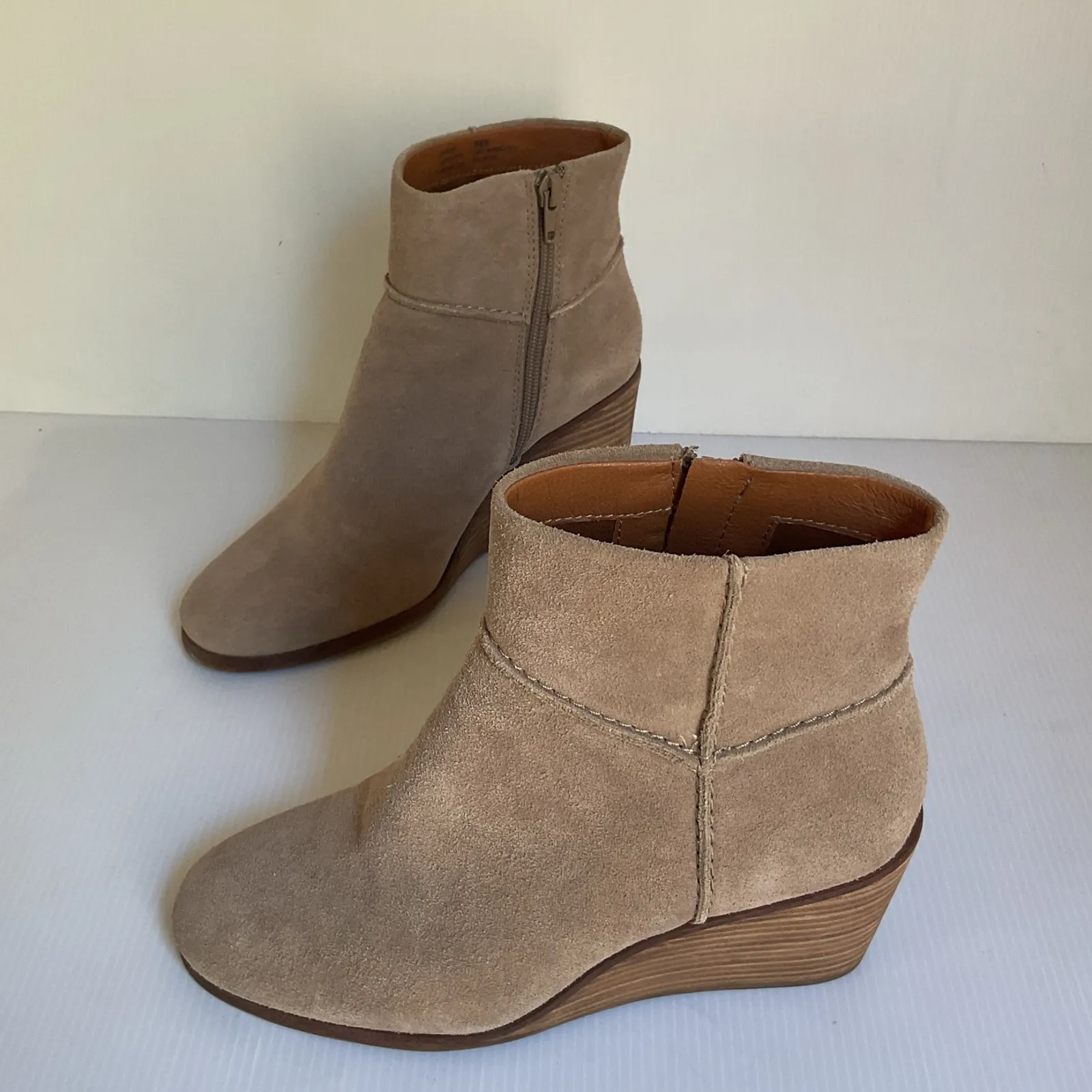 Lucky Brand Suede Ankle Booties • Beige/Taupe • Wedge Heel • Women’s 7.5 - Image 2