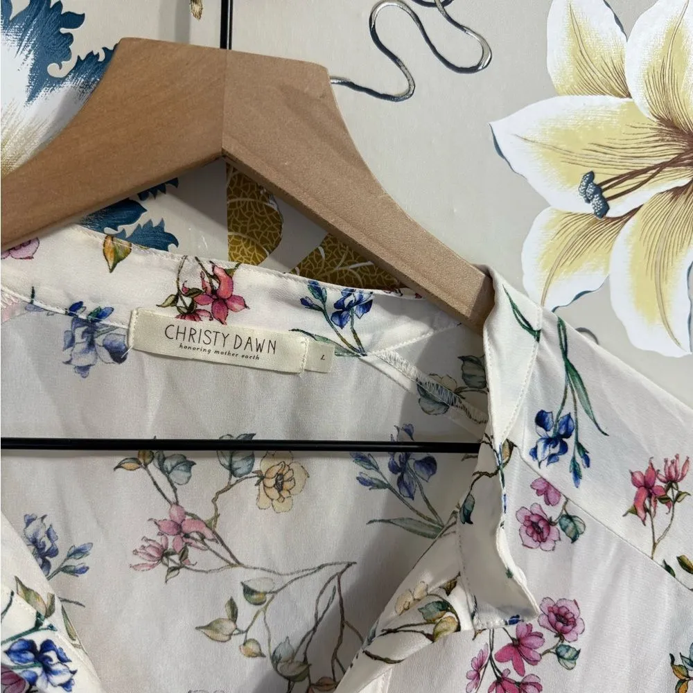 Christy Dawn The Elle Midi Floral Short-Sleeve Dress in Alabaster Garden Silk - Image 14