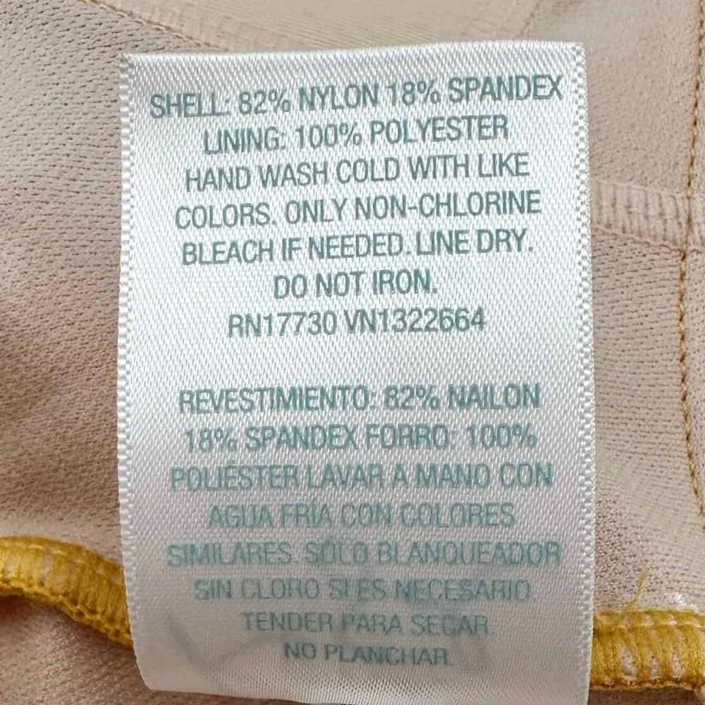 Kona Sol Mustard Yellow Floral High Coverage One Piece Swimsuit, Sz Large - Image 9