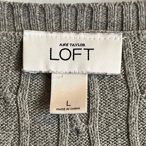 Ann Taylor Loft Sweater Womens Large Grey‎ Knit Wool Rabbit Hair Blend Casual - Image 5