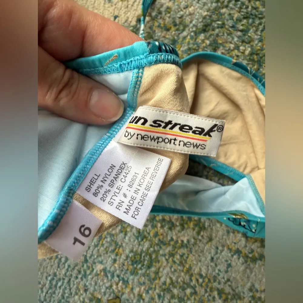 Vintage NOS 90s Sun Streak Newport News foil floral bikini swimsuit, size L/XL - Image 13