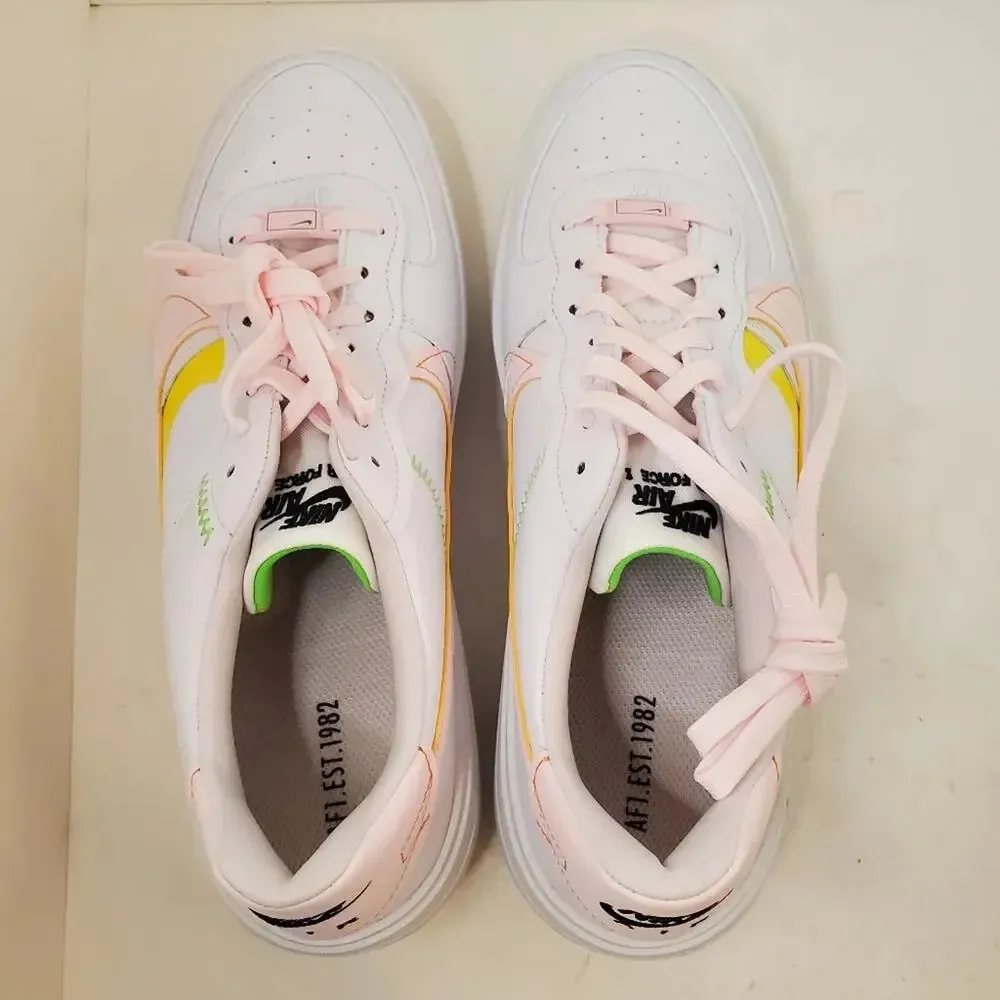Nike Air Force 1 Platform White/Pearl Pink-Opti Yellow Womens 11.5 - Image 6