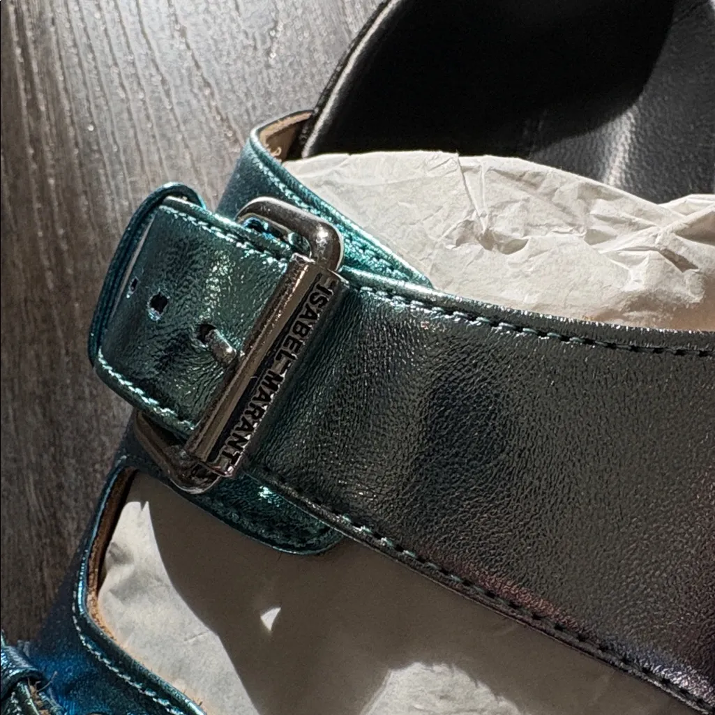 ISABEL MARANT Lennyo Sunset Metallic Aqua Sandal - NEW - SIZE 39 - Image 8