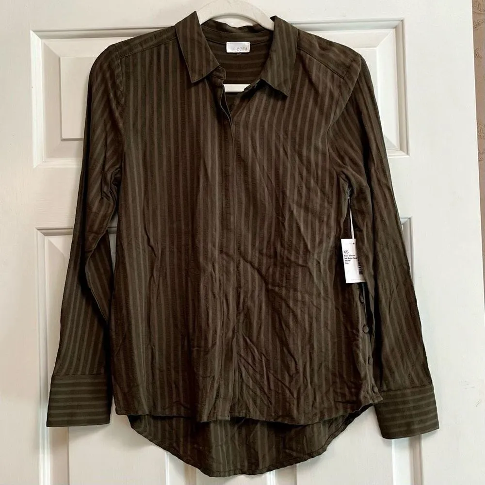 NWT Ecru Olive Mara Shirt Side Buttons Button Down XS - Image 2