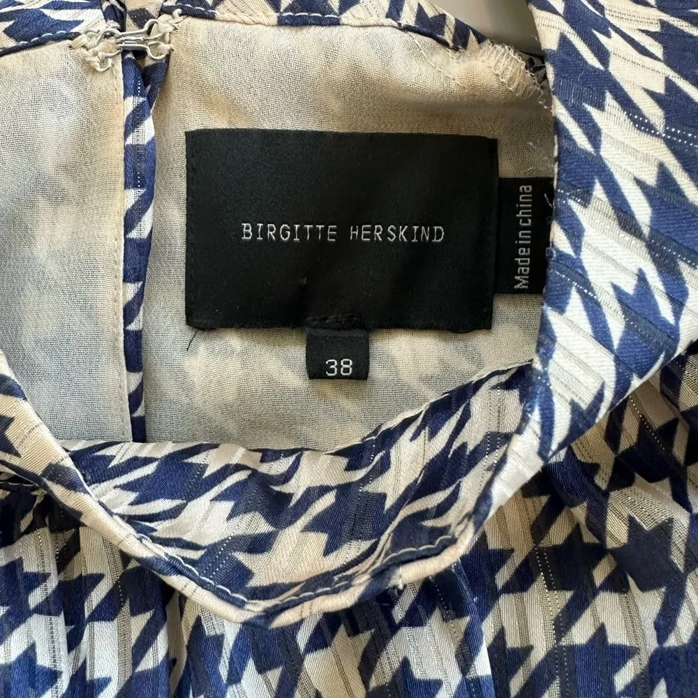 Birgitte Herskind Houndstooth Longsleeve Midi Dress Blue Size 12 - Image 7