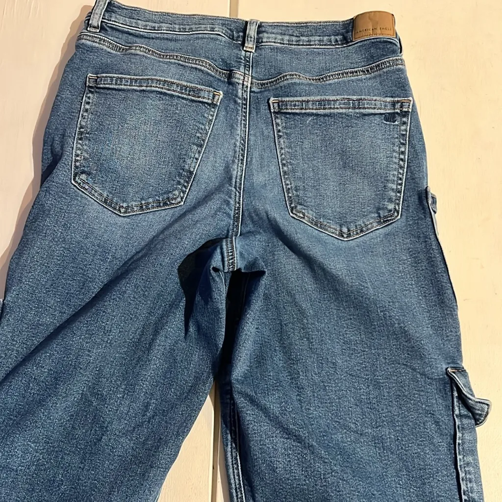 American Eagle Super high rise baggy straight Blue Cargo Jeans - Image 9
