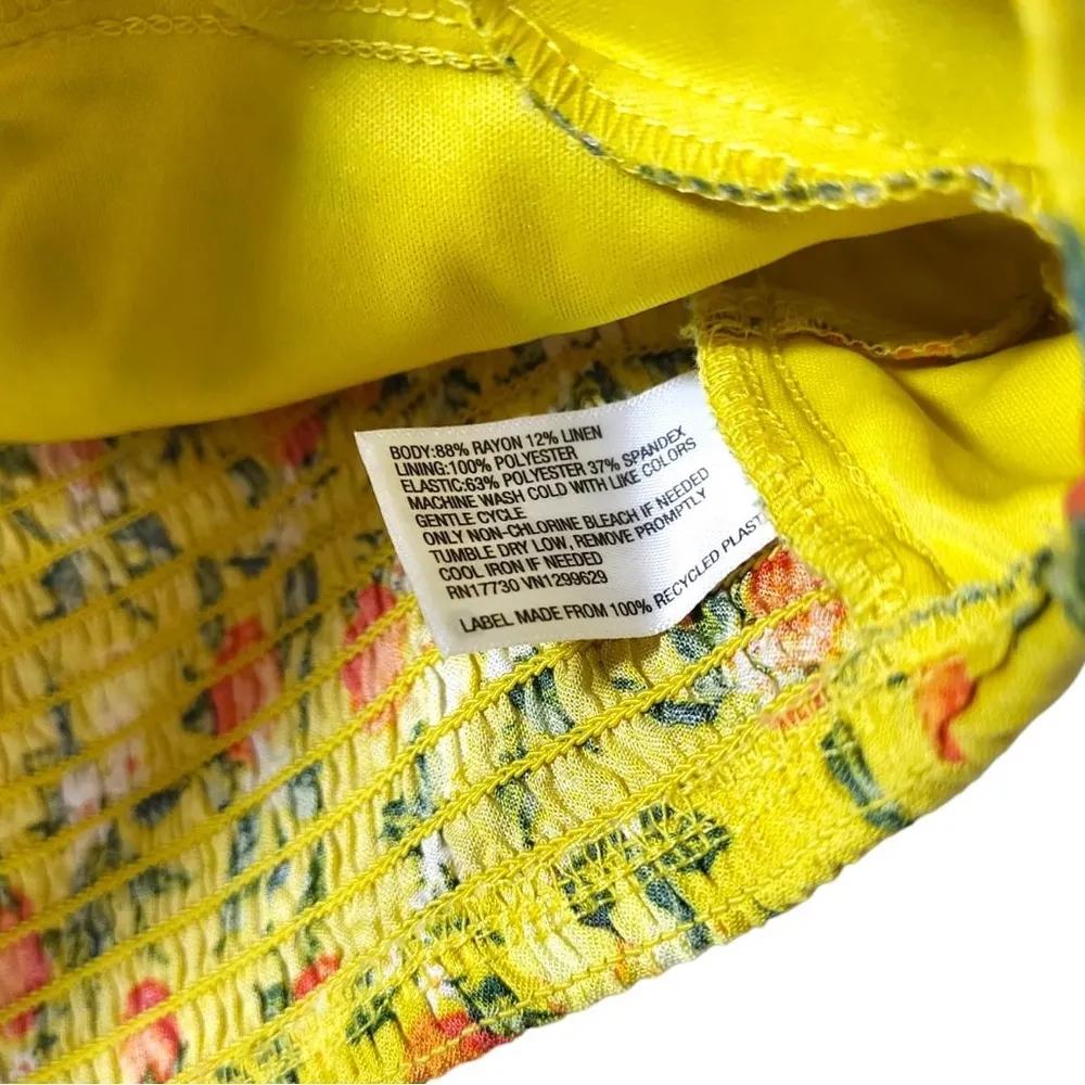Wild Fable Orange Print Strapless Halter Top Smocked Back in Yellow - Image 8