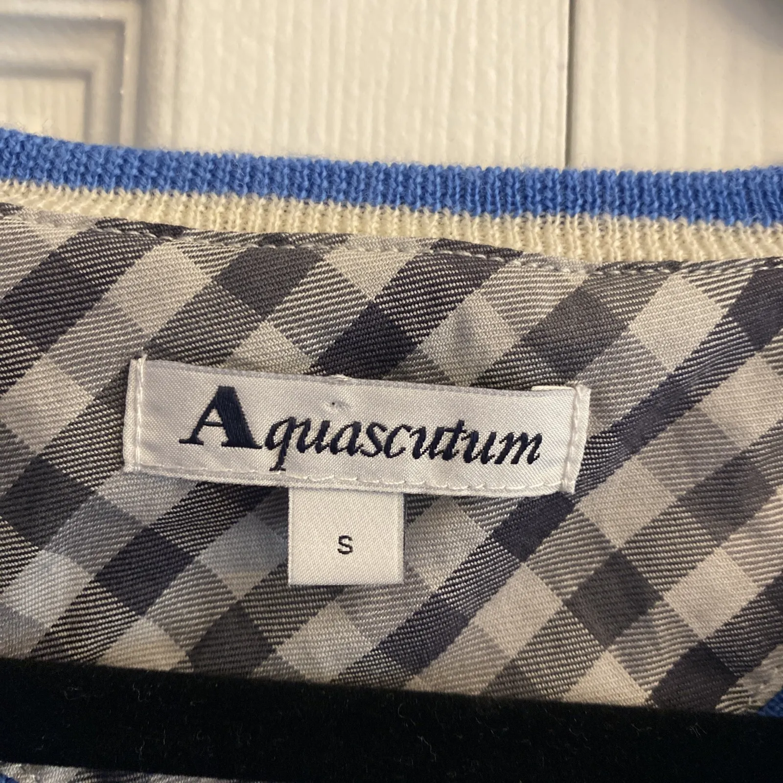 Aquascutum Mens Small Blue V Neck Wool Sweater Preppy Old Money Golf European - Image 3