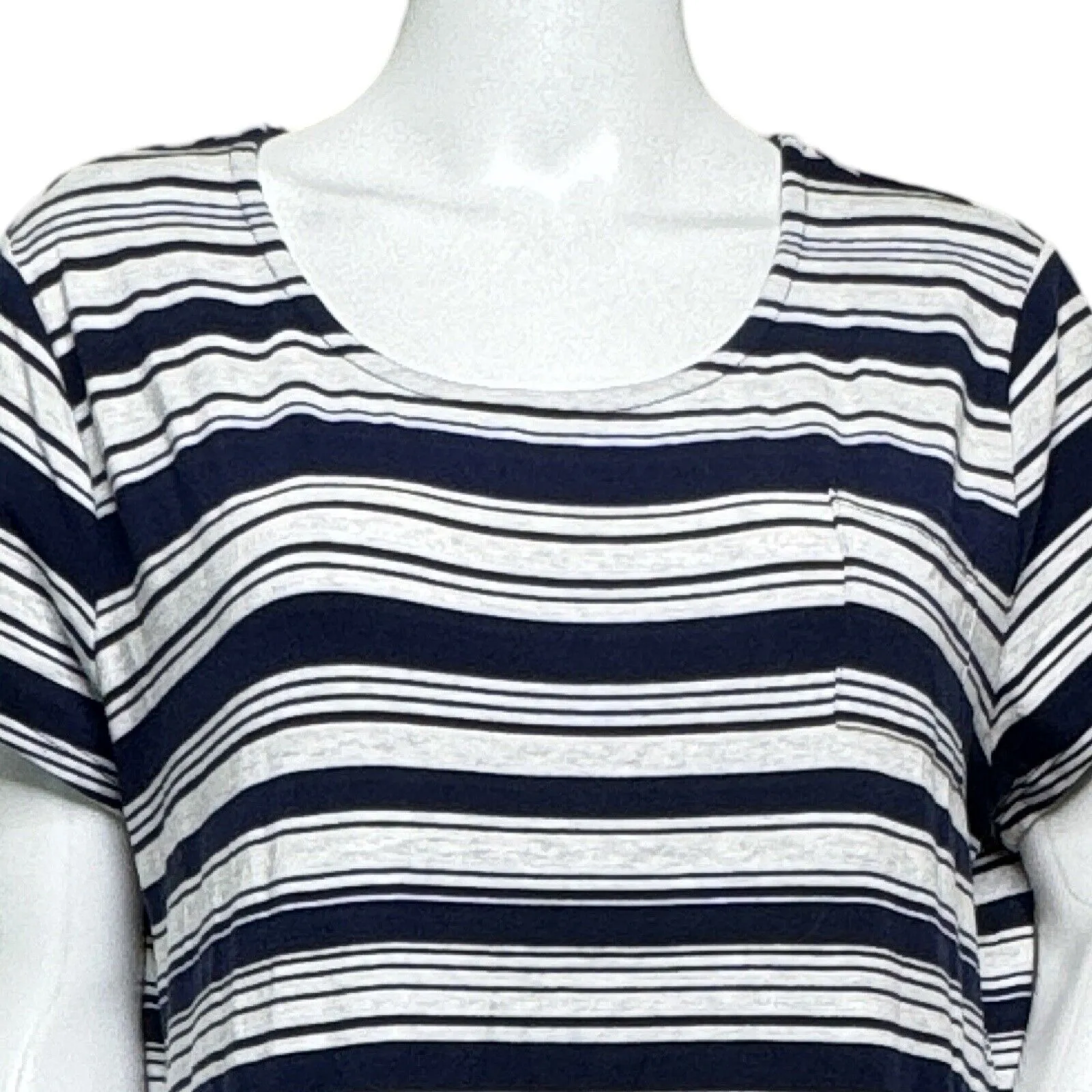 Chicos Dress Womens Large Blue‎ Gray Laurel Striped Maxi Dress Casual Everyday - Image 5