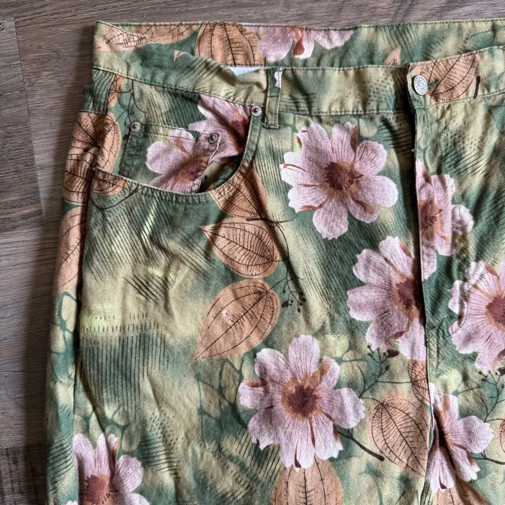 Vintage 90’s Bill Blass Jeans Floral Linen Fairycore Pants - Image 7