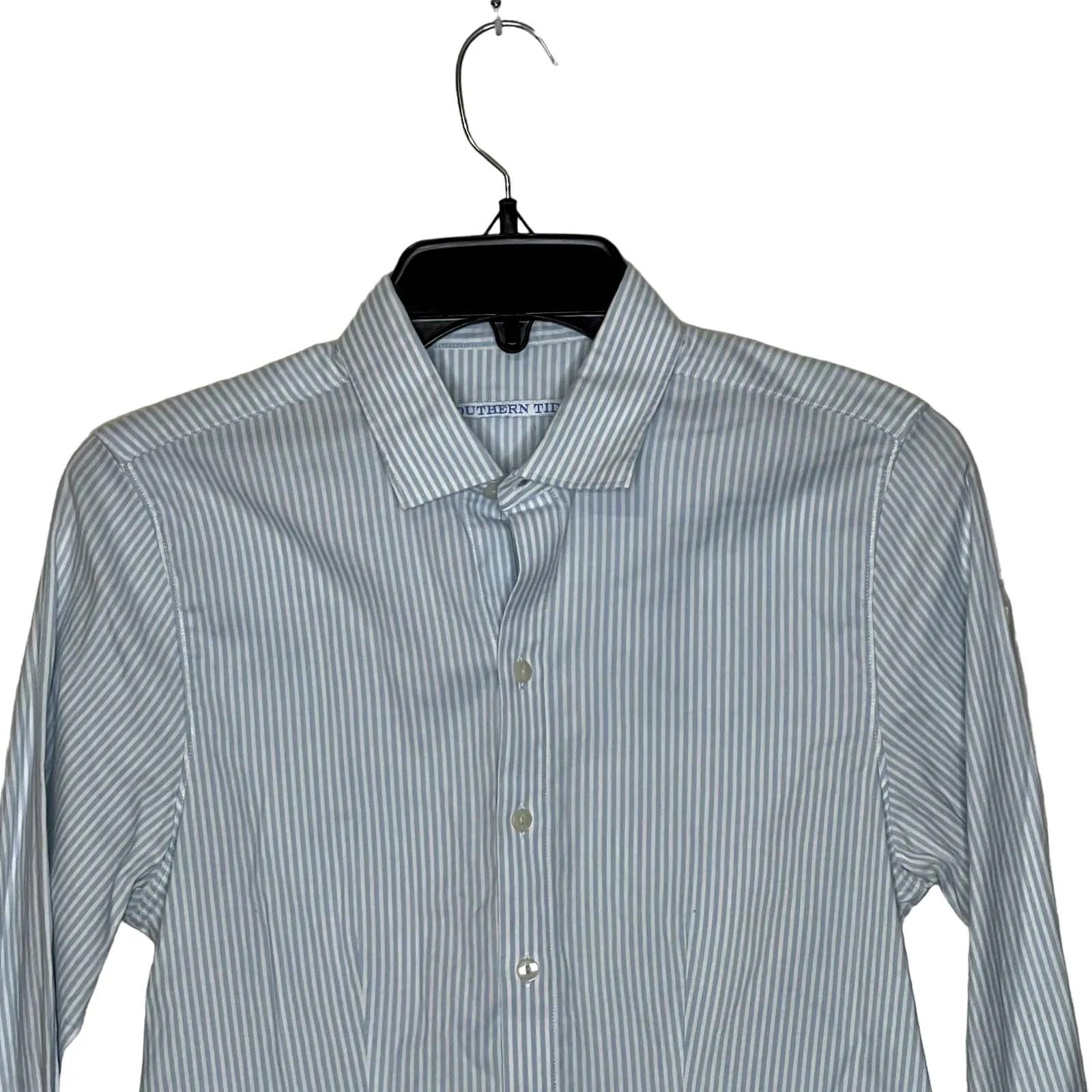Southern Tide Shirt Size 4 Blue‎ White Striped Cotton Stretch Blend Womens LS - Image 2