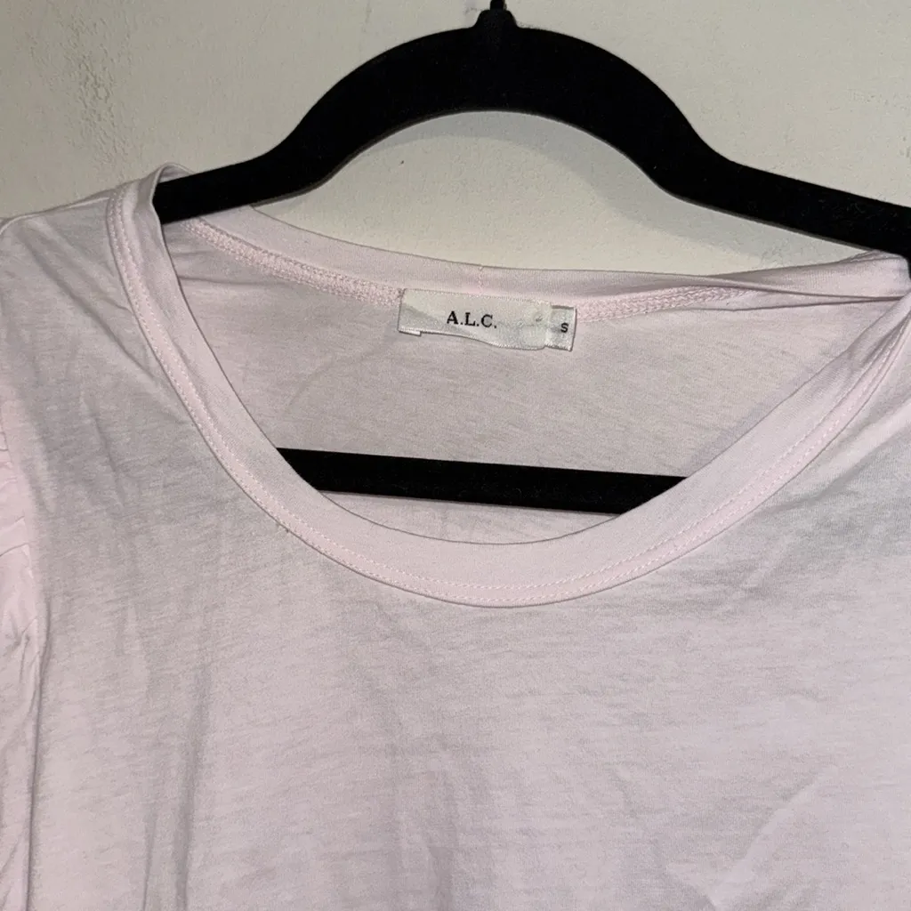 A.L.C. Karlie puff sleeve cotton tee S baby pink EUC 3/4 sleeve - Image 4