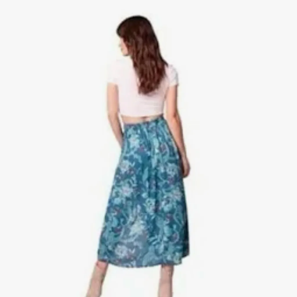 Band of the Free Deep Teal Floral Celene Side Drape Skirt NWT - Image 2