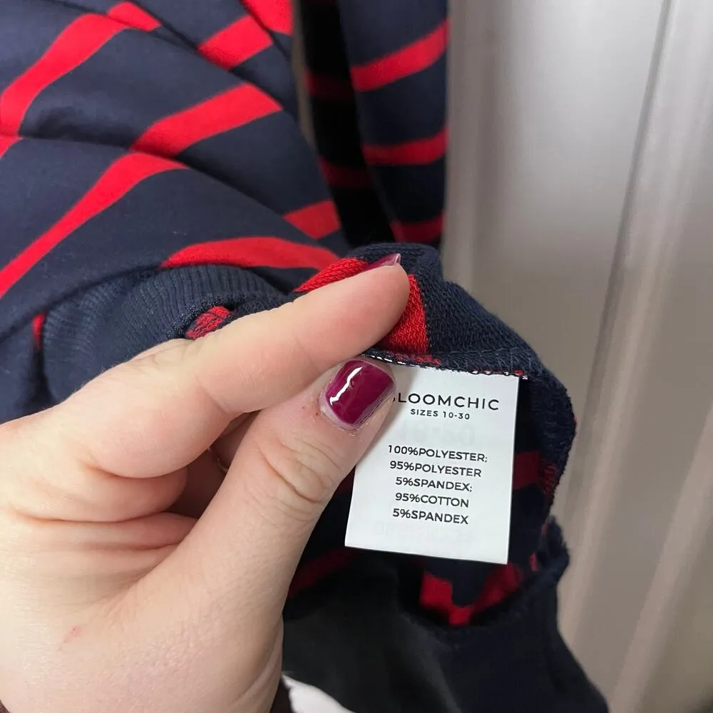 Bloomchic Red Blue Preppy Nautical Striped Button Pullover Sweater 18/20 NEW - Image 6