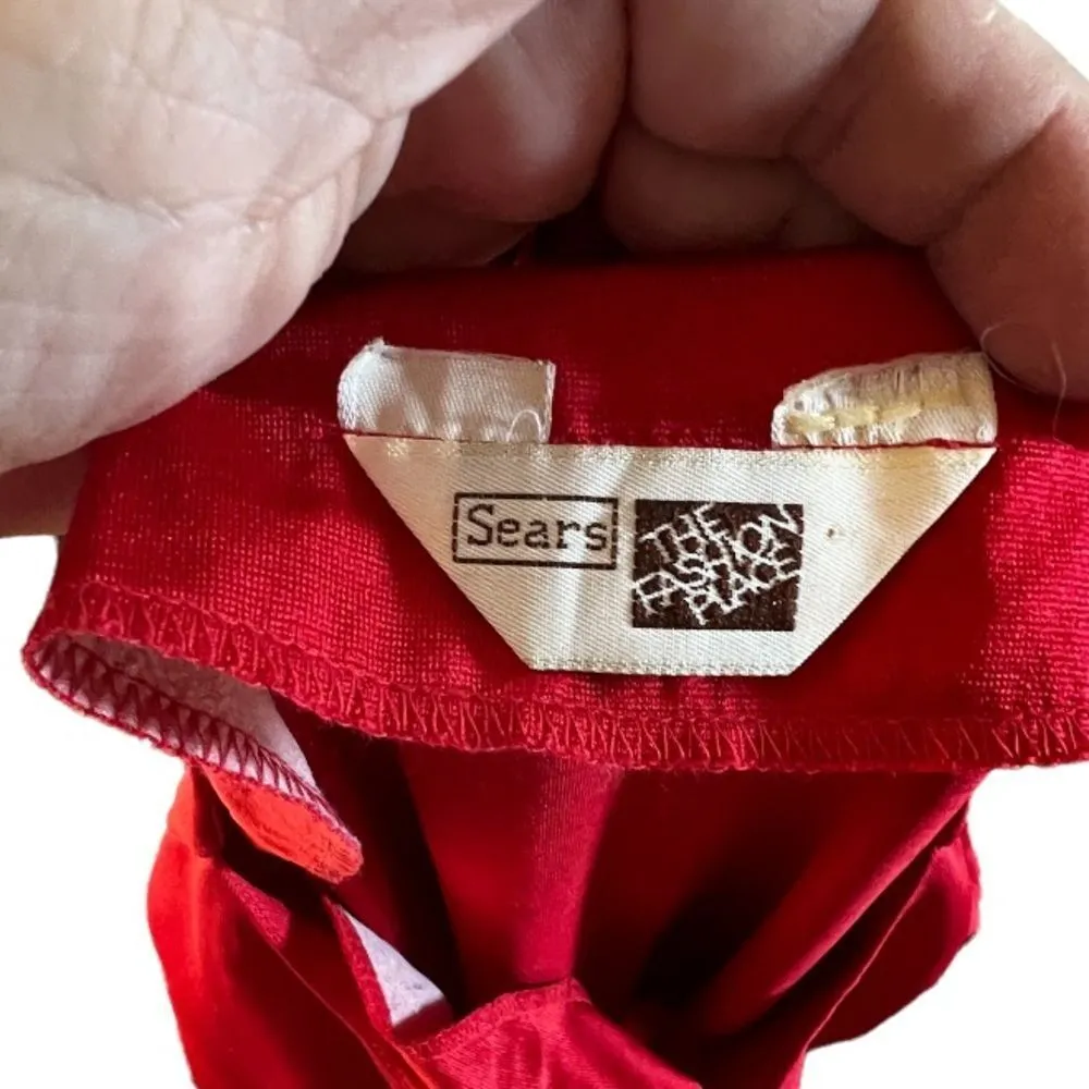 Vintage Sears Red‎ Dress Red Size L - Image 5