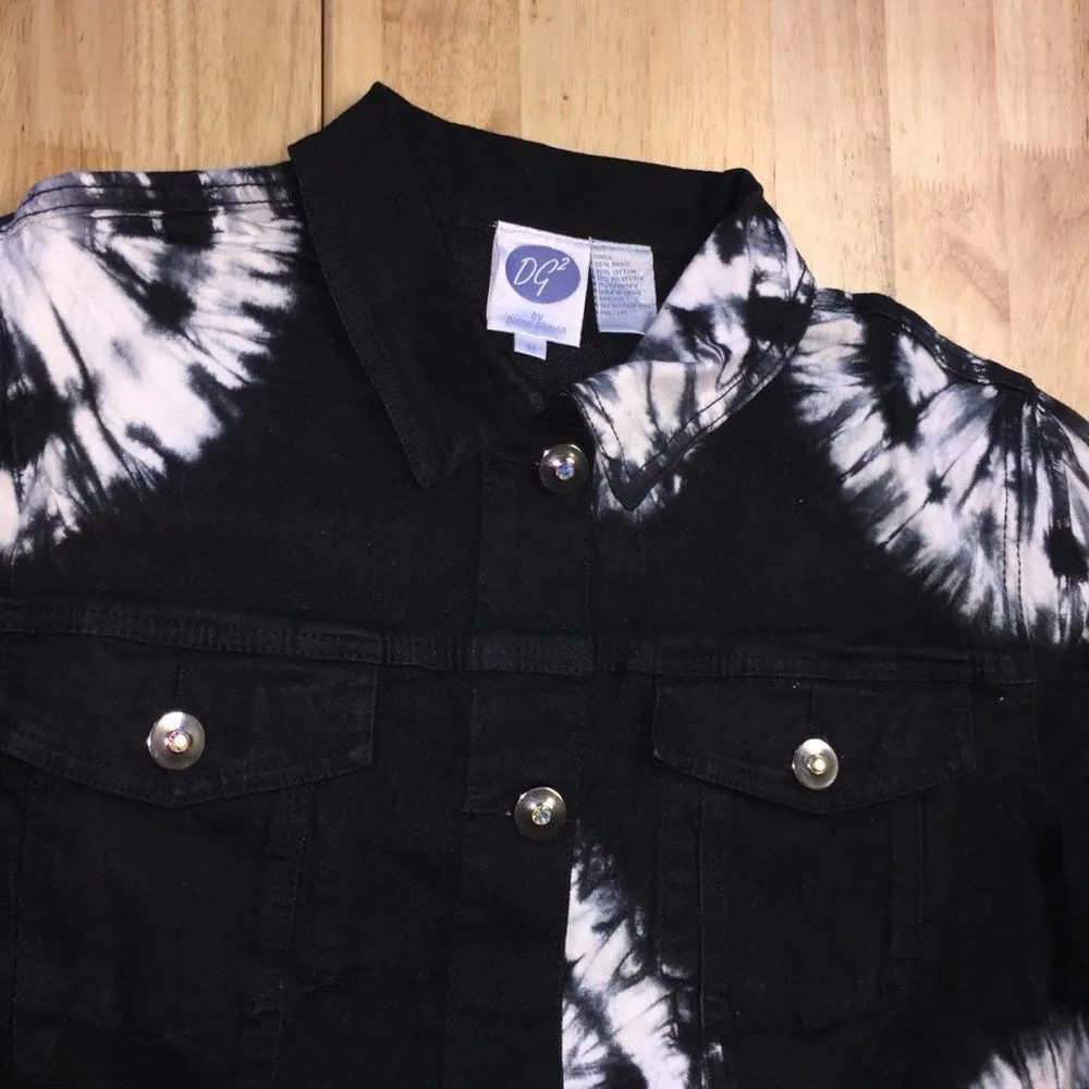 DG2 by Diane Gilman Women's Tie-Dyed Denim Jean Jacket w/Snaps Size M - Image 3