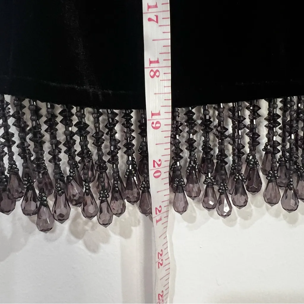 VINTAGE Y2K velvet formal top beaded trim black Women’s SIZE SMALL‎ made in USA - Image 3