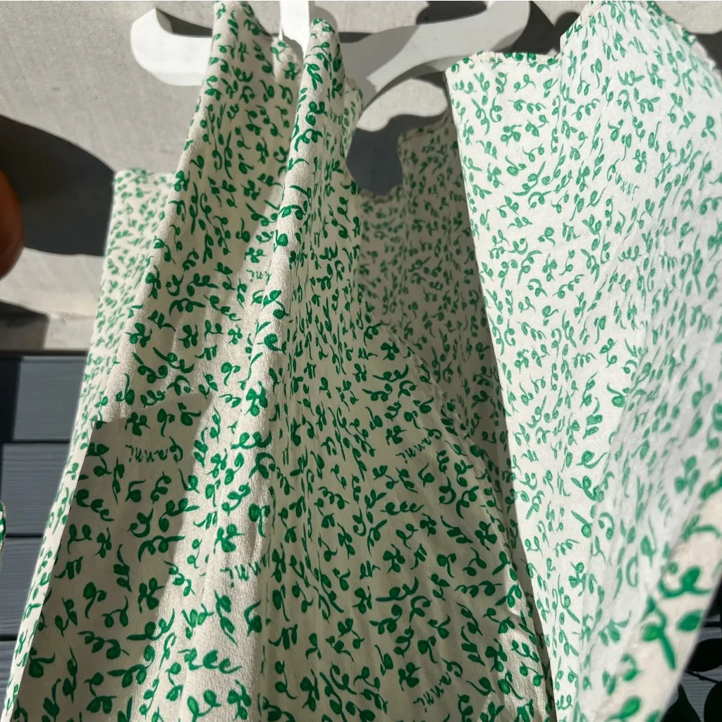 Ganni Green Printed Crepe Wrap Dress - Image 11