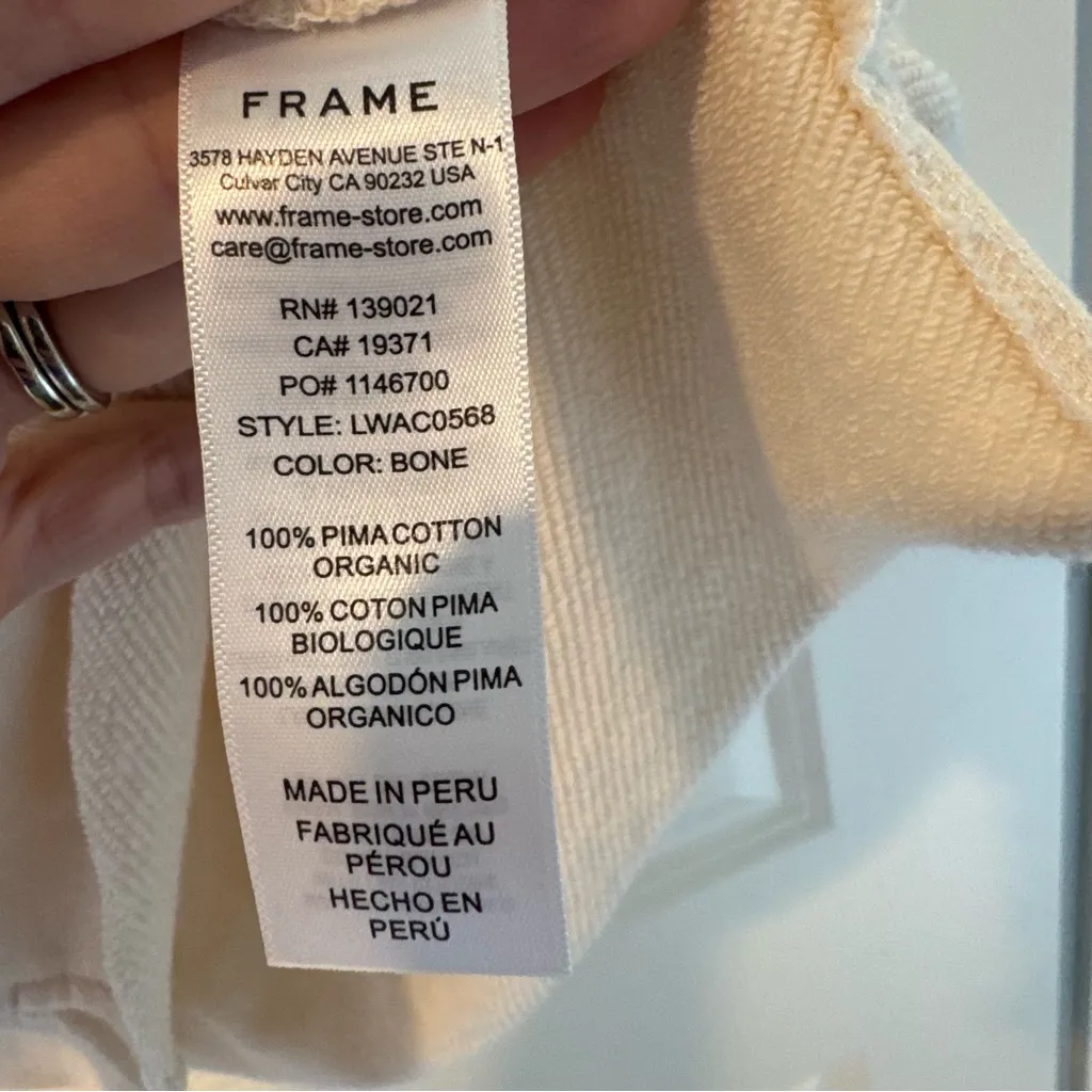 Frame Rolled Up Sweatshirt Pima Cotton Bone Cream Cropped Fit | M - Image 4