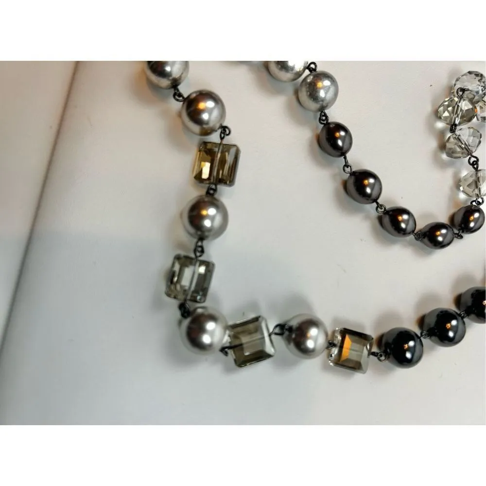 Long single beaded chain black silver rhinestone - Image 5
