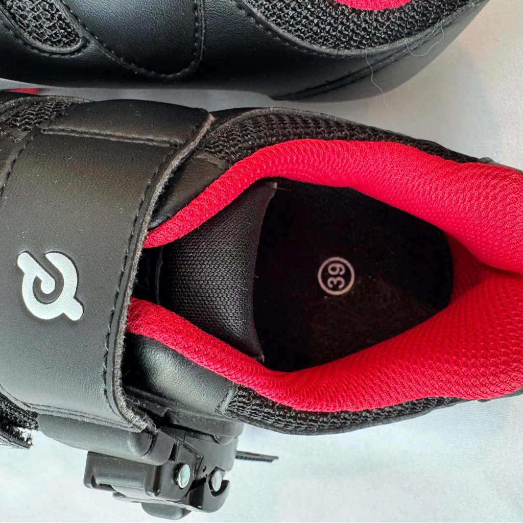 Peloton Black & Red Cycling Shoes with Cleats - Size 39/8.5 - Image 9