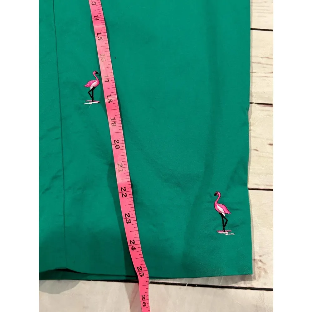 Requirements Green Casual Novelty Cropped Capri Pant Pink Flamingo Size 14 - Image 100