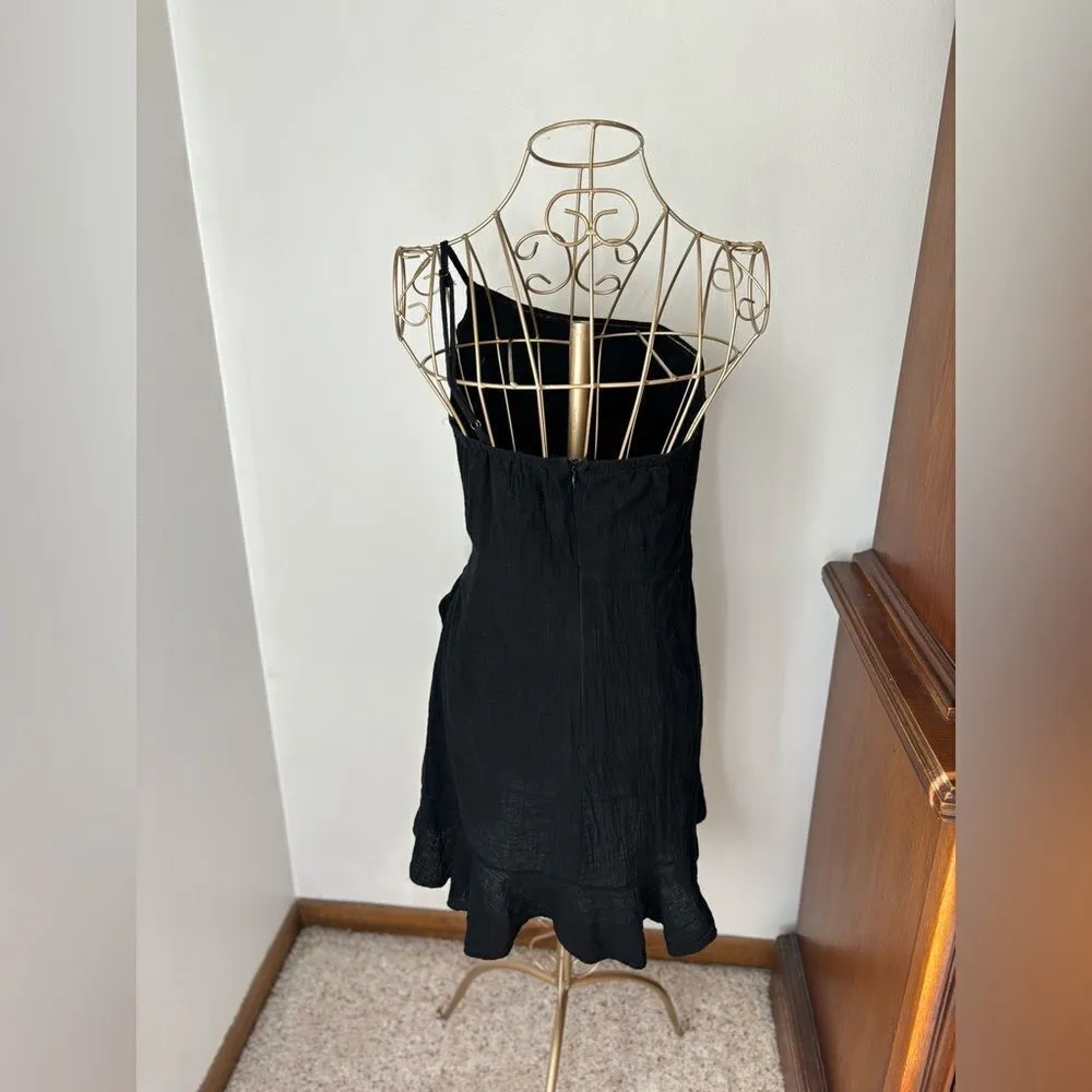 Princess Polly black asymmetrical ruffle detail one shoulder dress size 6 - Image 7