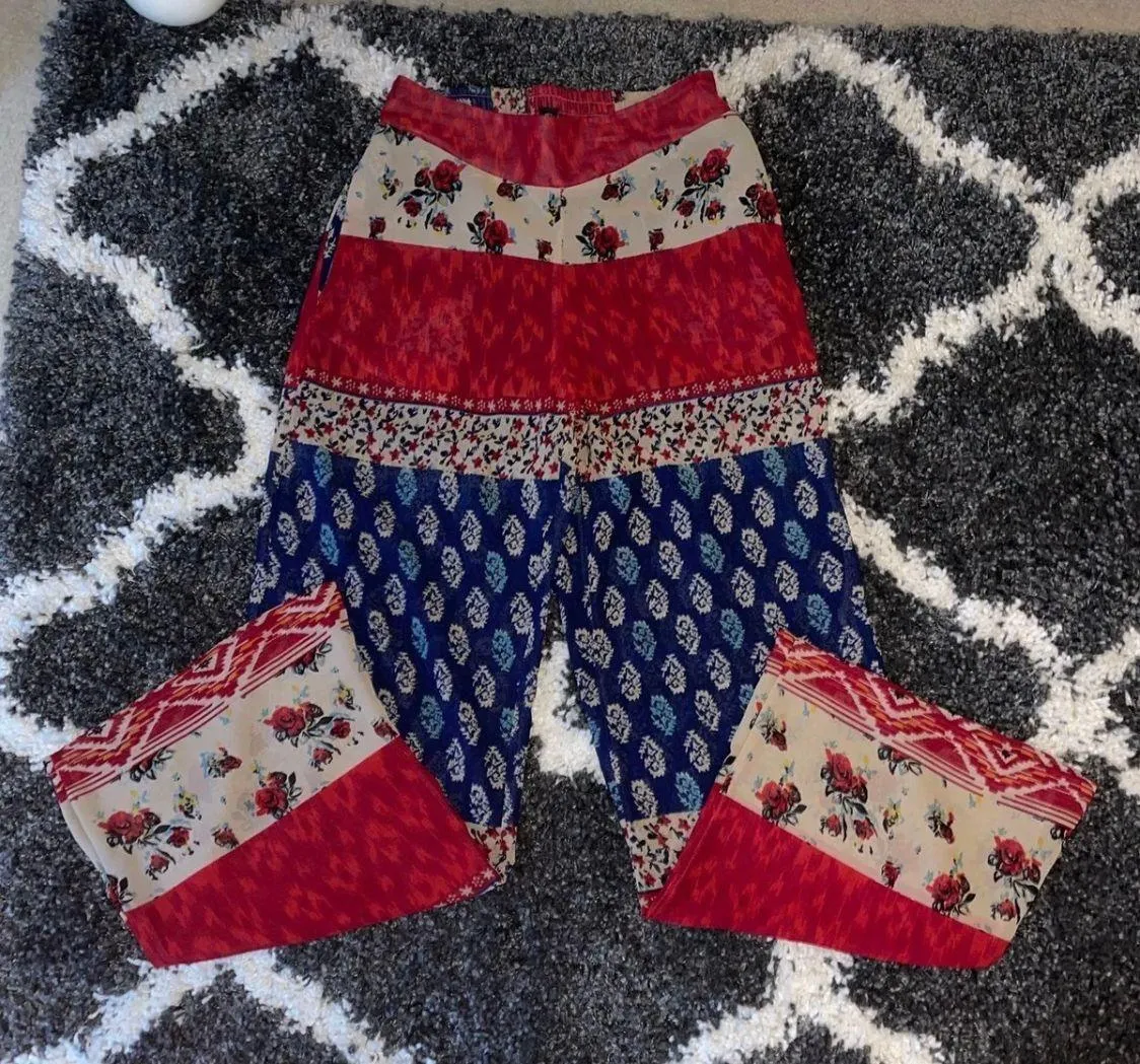 Boho Rose Wide Leg Pants Red - Image 3