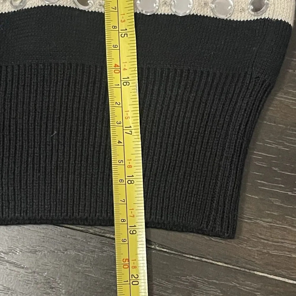 J.CREW. Embellished Sweater Shell Small‎ Black Cream NEW Mirrors Career CG794 - Image 9