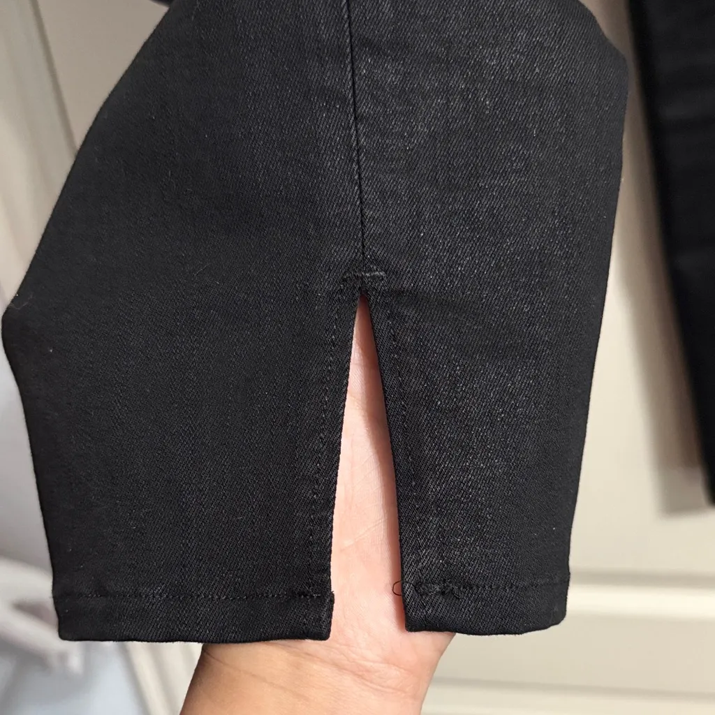 J Brand Hipster Low Rise Split Hem Coated Black Jeans - Image 4