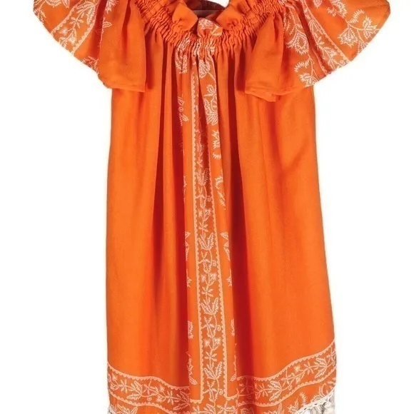 Show‎ Me Your MuMu Orange White Woodstock Tassel Tunic Printed Top Size M… - Image 6