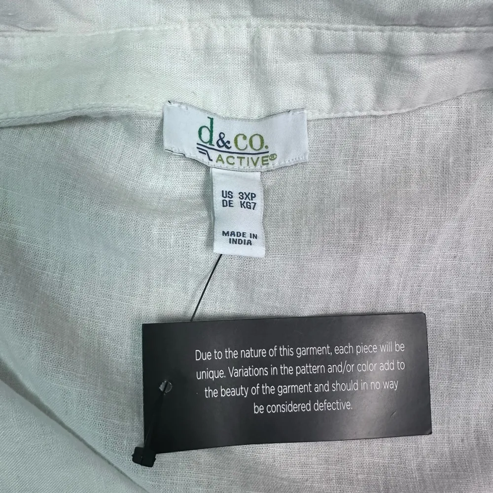 Blue and White Linen Blend Button Down Shirt Size undefined - Image 6