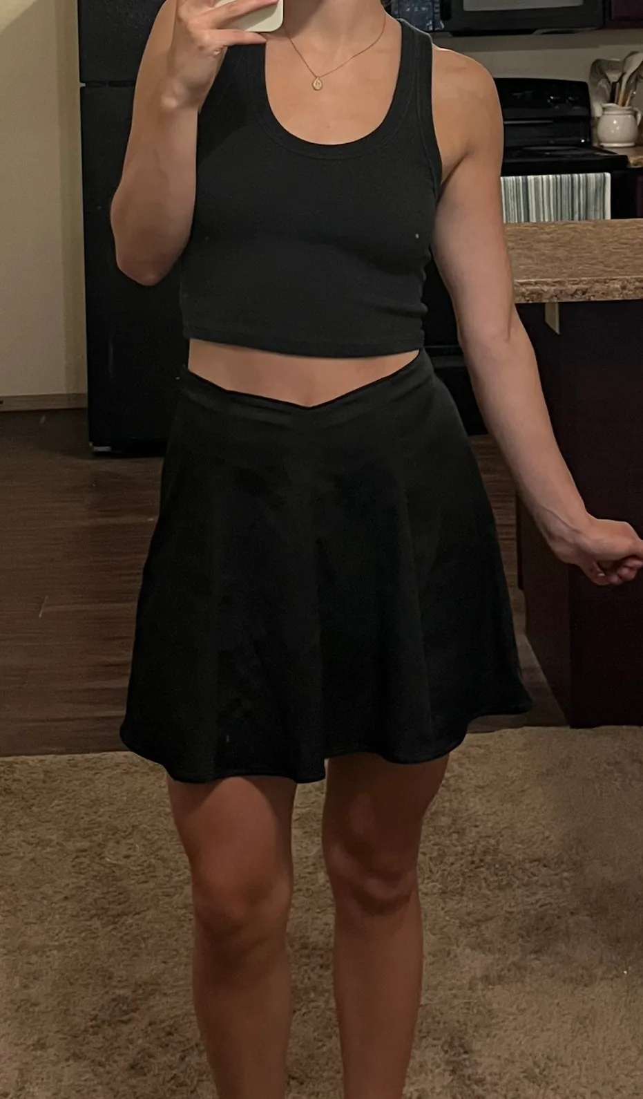 Black Silk Mini Skirt - Image 2