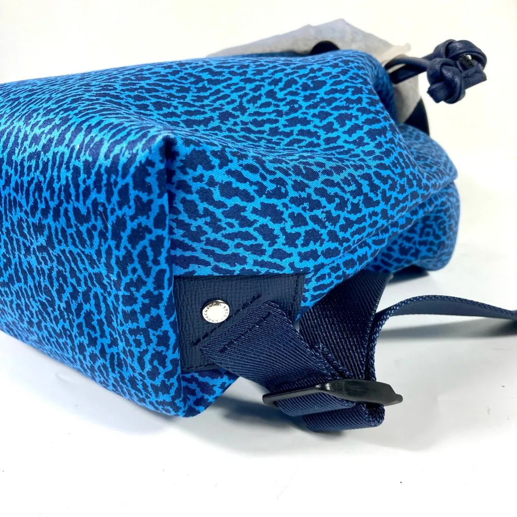 Longchamp Le Pliage Panther Print Backpack Blue Nylon Leather - Image 11