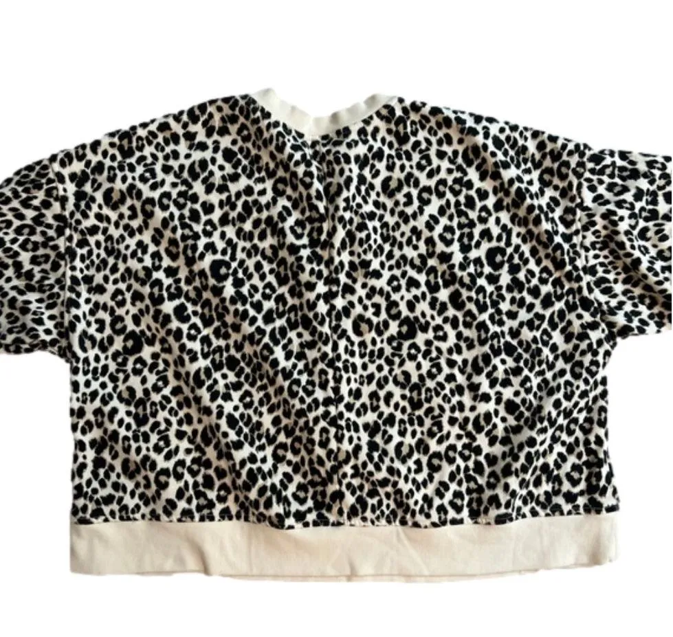 Old Navy Leopard print full zip cropped sweatshirt, Size L. EUC - Image 5