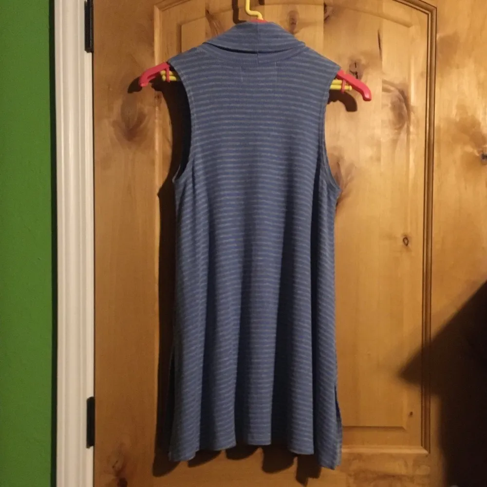 Puella ANTHRO Blue Grey Stripe Mock Neck Rib Tunic Tank $78 EUC M - Image 4