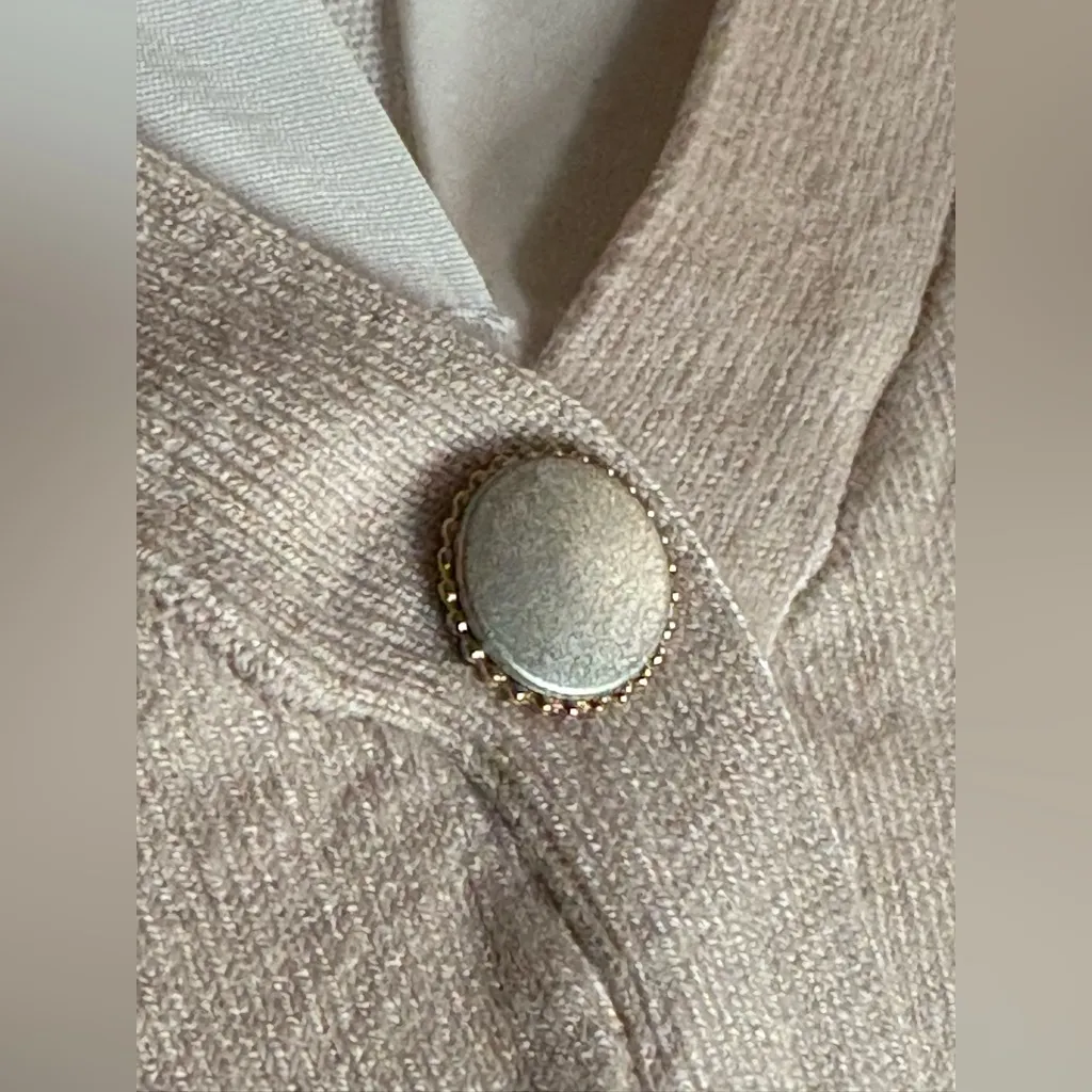 Sioni Mixed Media Long Sleeve Top Tan Size M - Image 4