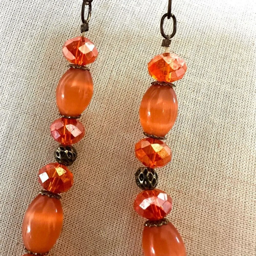 Orange crystal glow beaded necklace - Image 4