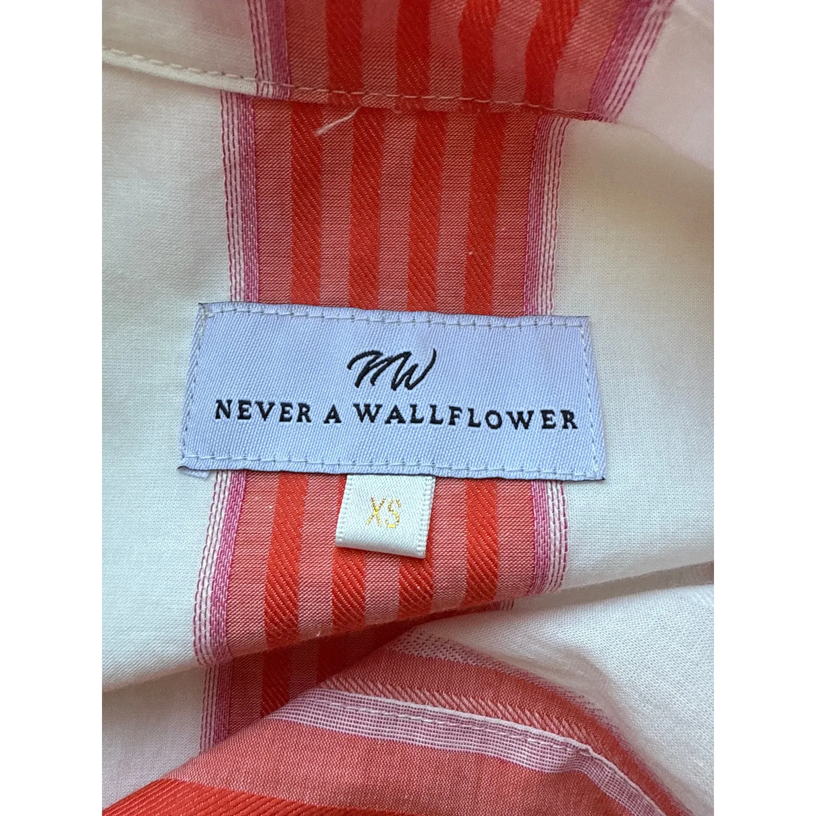 NWOT Never A Wallflower Button Down Shirt Dress in Orange Stripe Size XS - Image 5