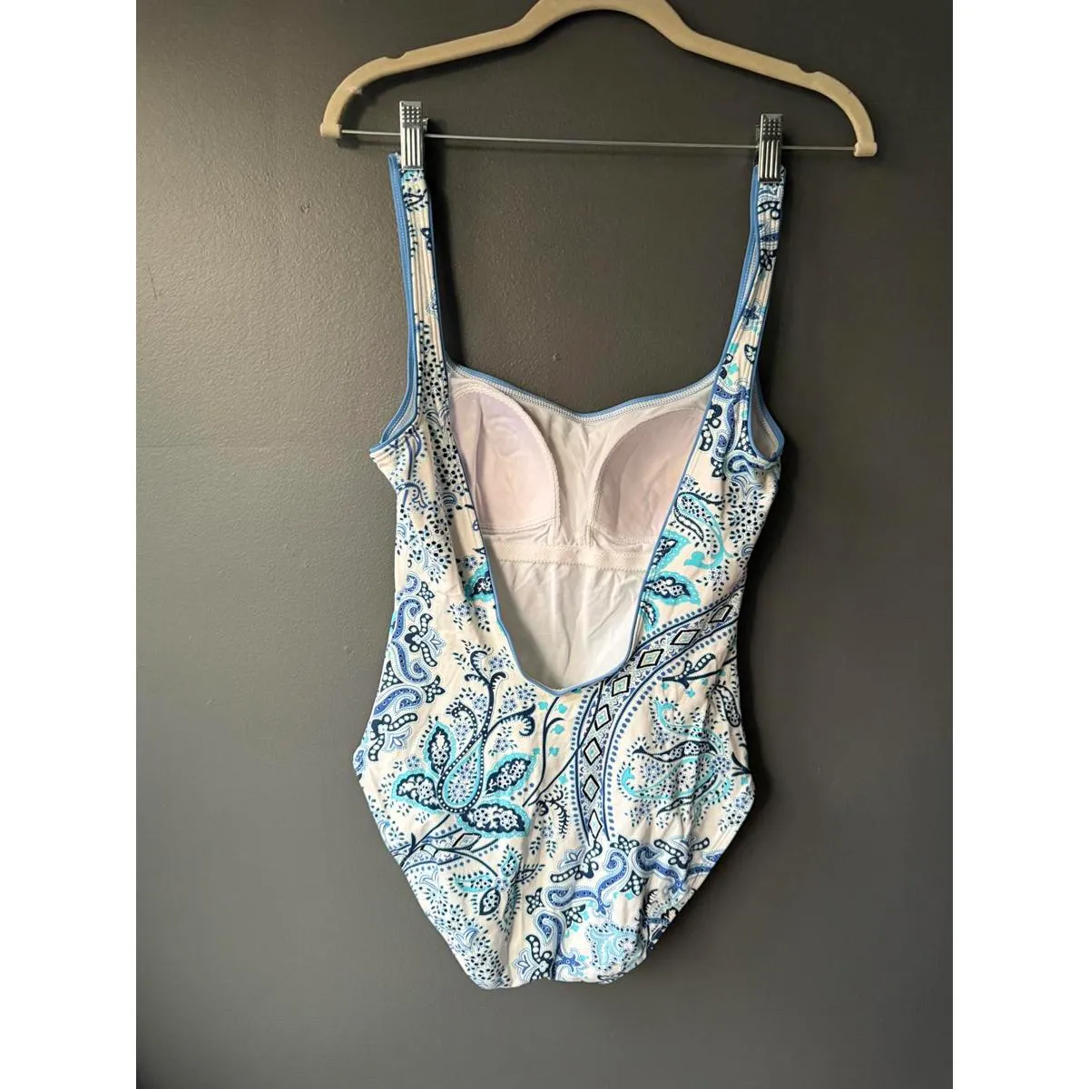 Lauren Ralph LaurenOne-Piece Swimsuit with Blue and White Paisley Pattern - Image 2