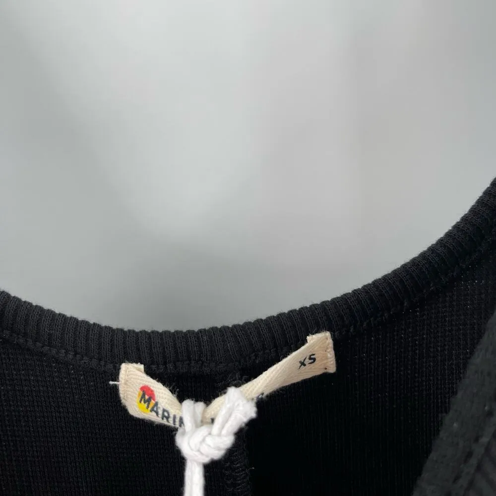 MARINE LAYER Lexi Rib Leah Dress Extra Small Black Ribbed One Bow Shoulder NWT - Image 3