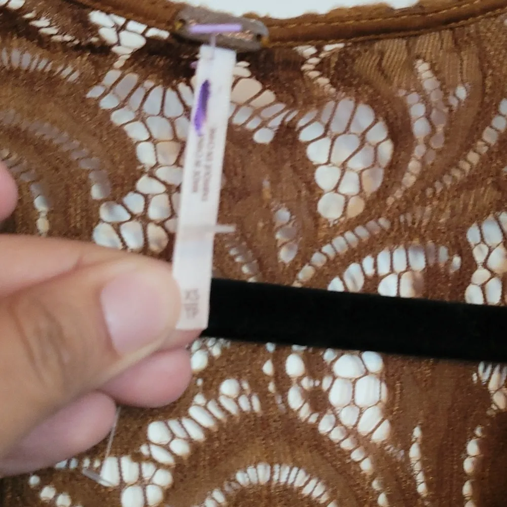 FREE PEOPLE Dana’s Bodycon Textured Lace Dress in Rust Brown Size XS - Image 9