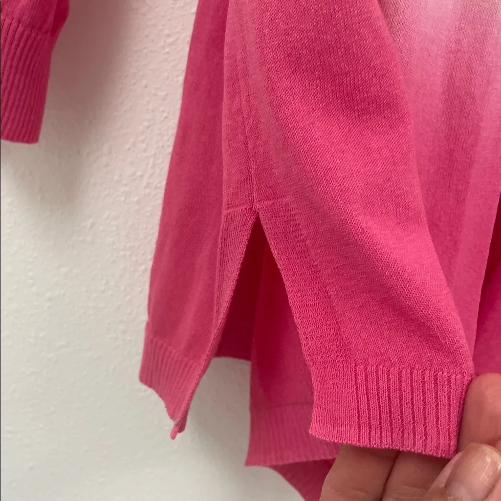 Chico's Vibrant Orange, White and Pink Ombre Knit Long Sleeve Cardigan. Size XL - Image 7