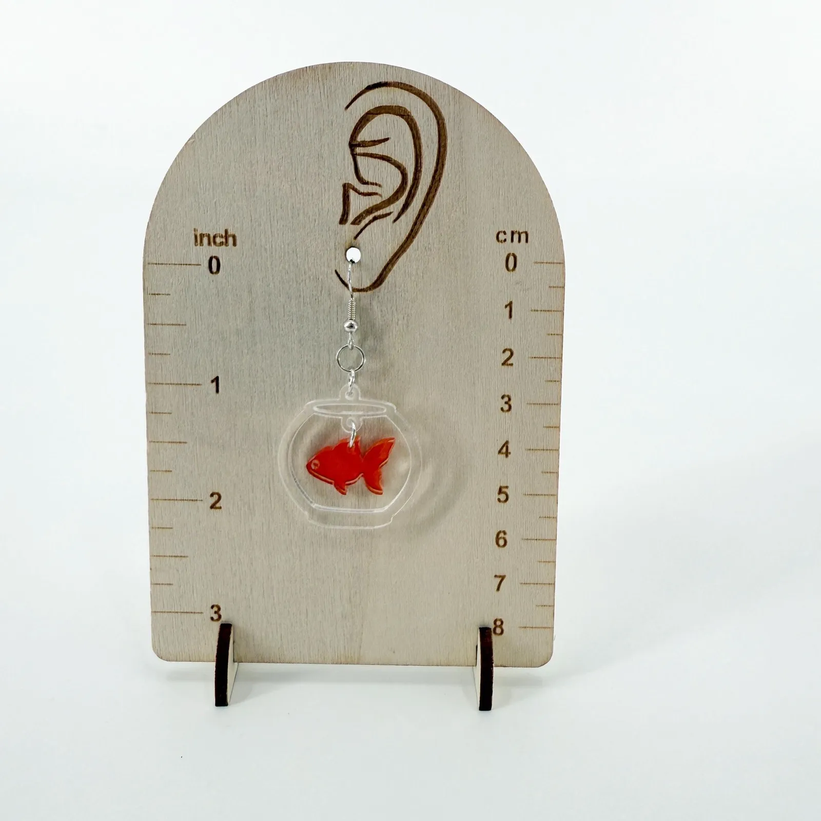 Goldfish Bowl Earrings, Novelty Earrings, Unique Earrings, Whimsical Earrings Orange - Image 2