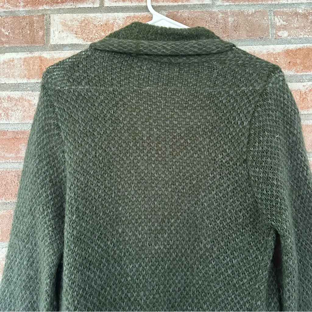 Wooden Ships Open Cardigan Knit Wool Mohair Blend Women’s Small Medium Green - Image 8