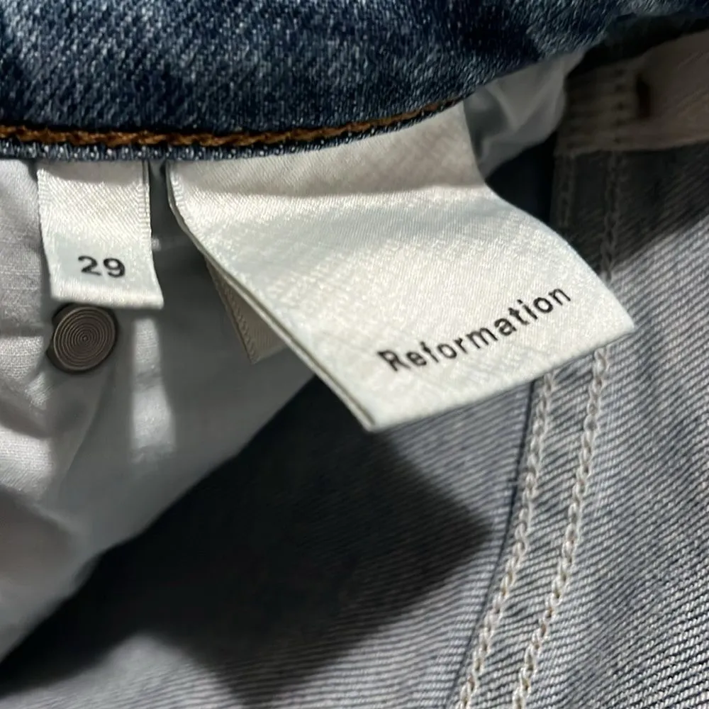 REFORMATION Slightly Distressed Blue Jeans, Size 29 - Image 5