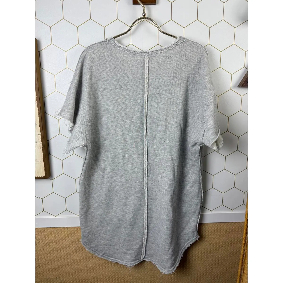 We The Free Light Grey Henley Tunic Sweatshirt Top - Size - Medium - Image 2